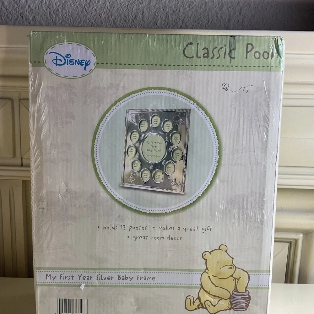 Disney Classic Pooh Silver Baby Photo Frame First Year Memory Frame